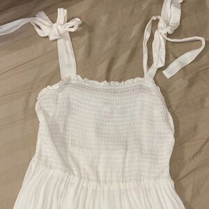 Hippie Rose Cream Sleeveless Dress with Tie Straps